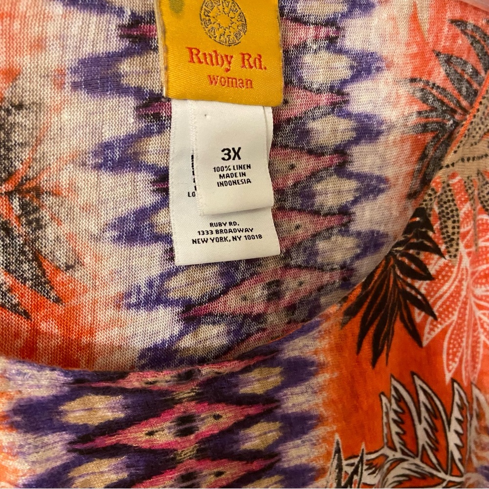 Ruby Rd. Multicolor Patterned Plus Size Boho Poncho Blouse Tribal Print (3X) - Picture 3 of 5
